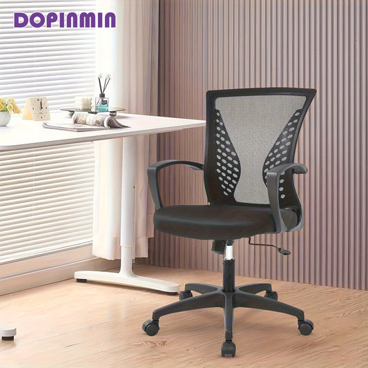 Ergonomic Mesh Chair With Adjustable Armrest & Swivel Rolling Function