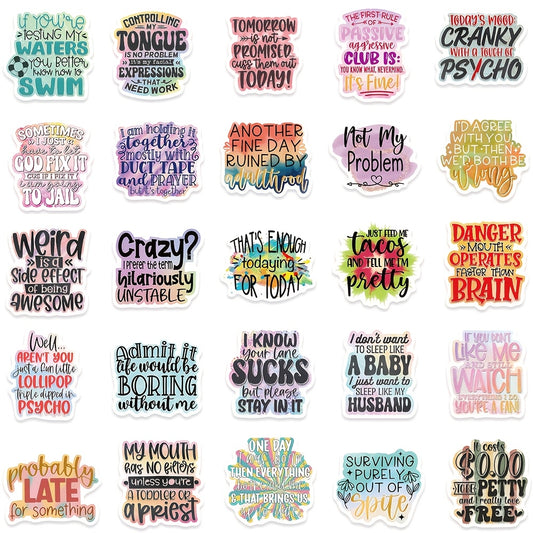 50pcs Funny  Snarky Sassy Stickers