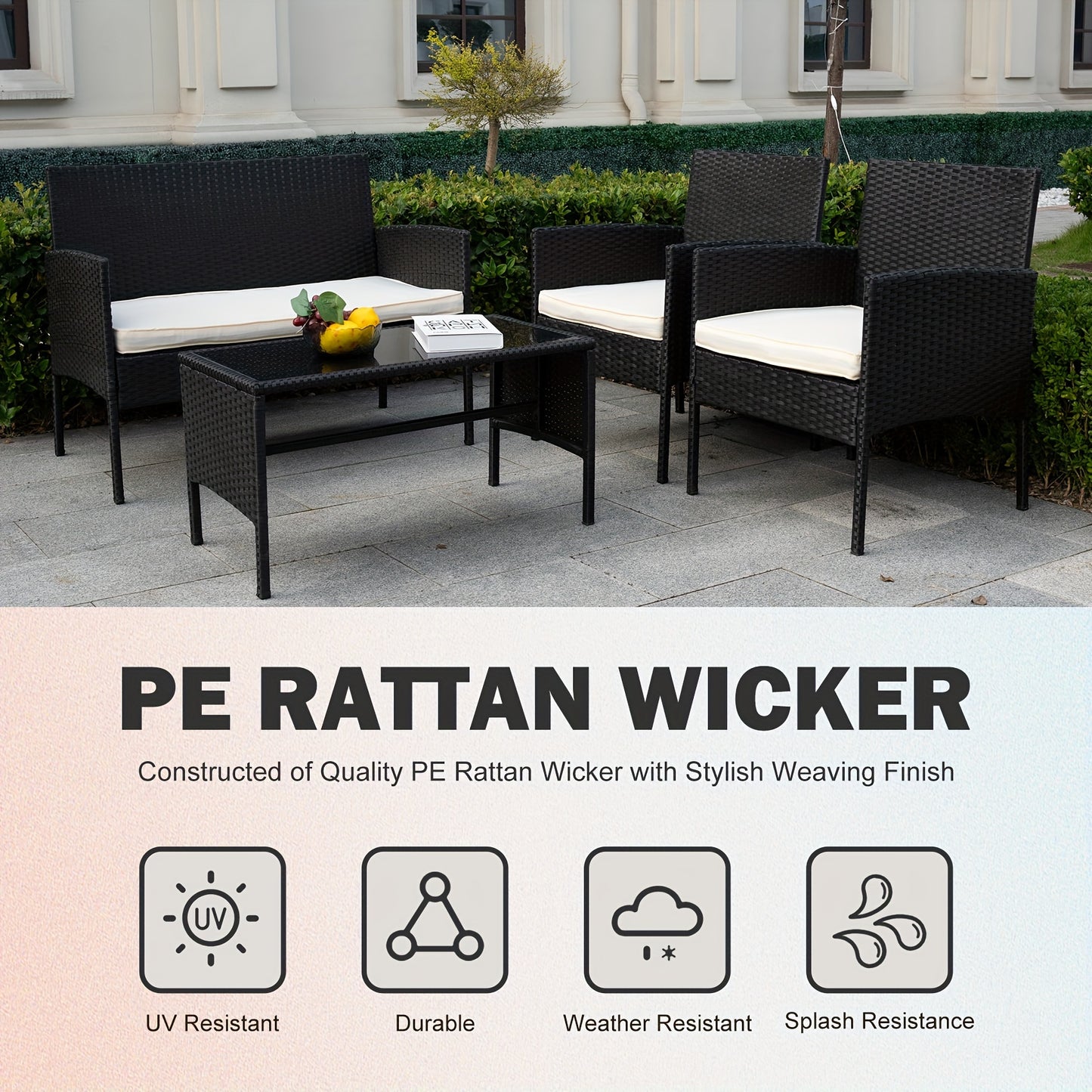 4-Piece Rattan Furniture Set