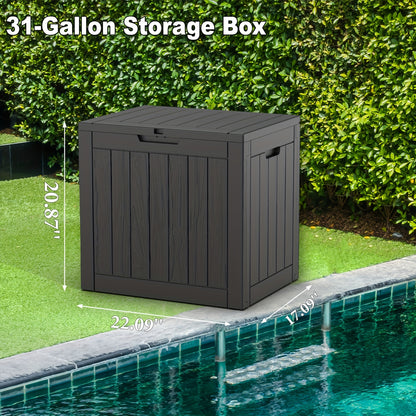 31 Gallon Weatherproof Resin Outdoor Storage Box with Lockable Lid