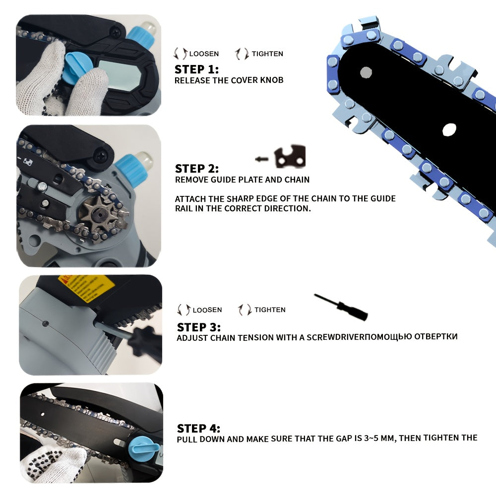 6-Inch Mini Cordless Chain Saw Kit with 2000mAh Rechargeable Battery